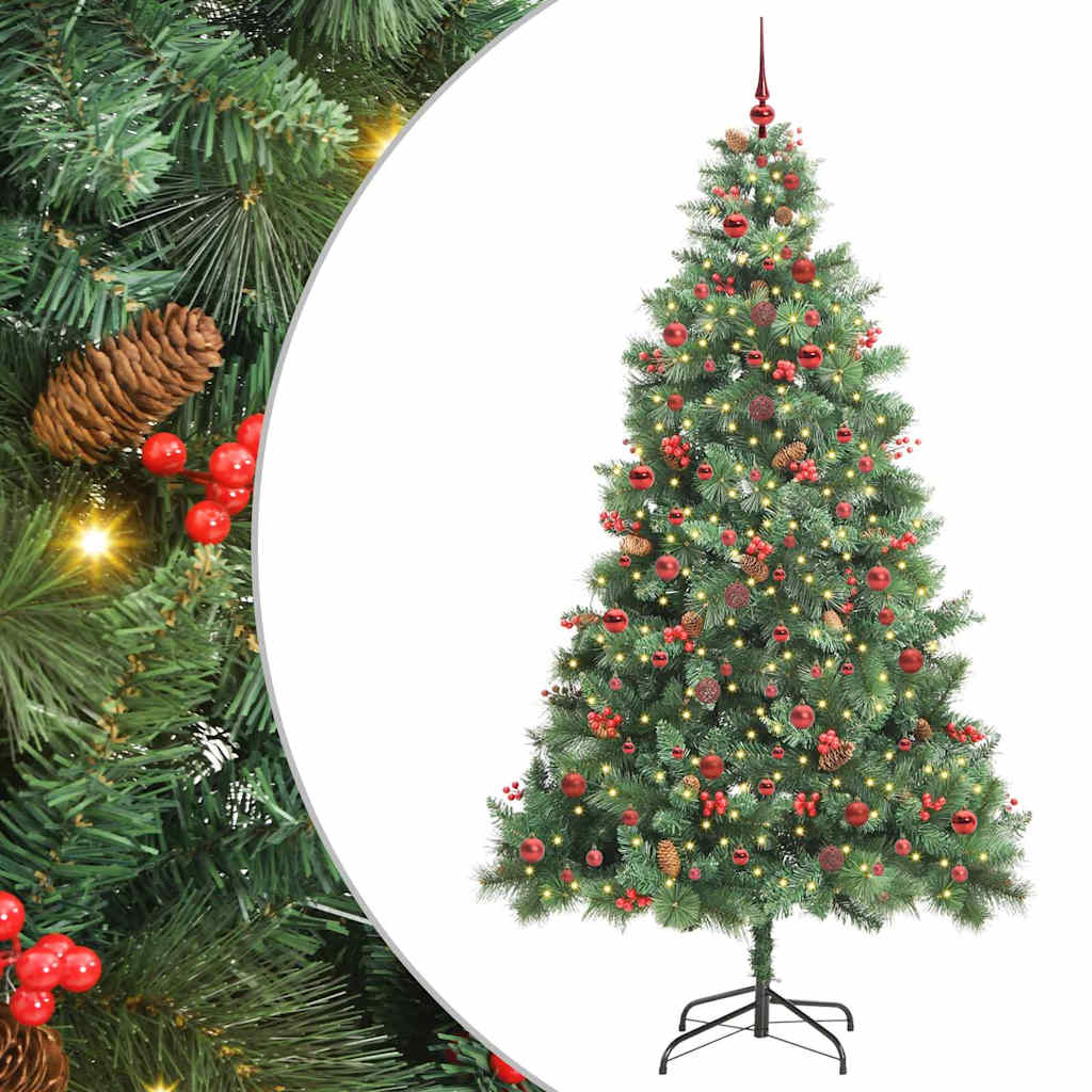 Kunstkerstboom Met Led -Striplichten Groen 240 Cm Pvc En Metaal