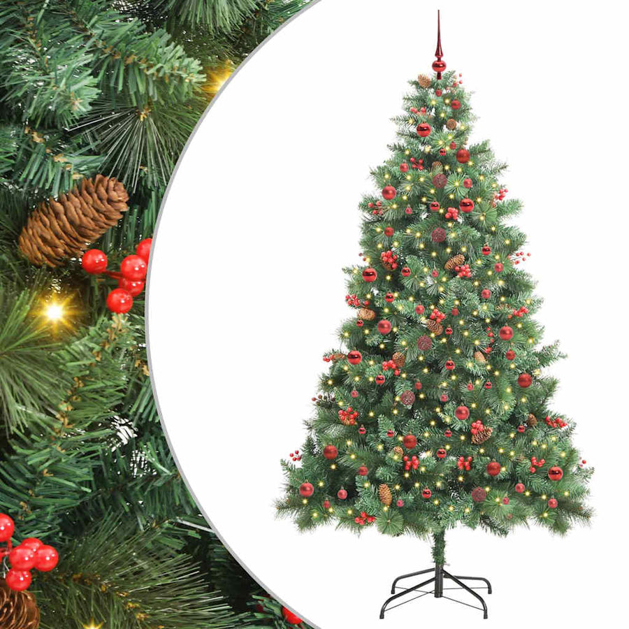 Kunstkerstboom Met Led -Striplichten Groen 240 Cm Pvc En Metaal