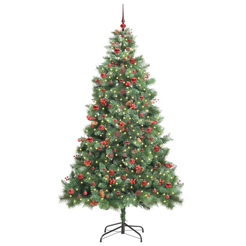Kunstkerstboom Met Led -Striplichten Groen 240 Cm Pvc En Metaal