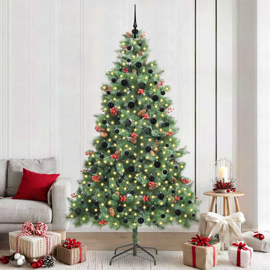 Kunstkerstboom Met Led -Striplichten Groen 240 Cm Pvc En Metaal