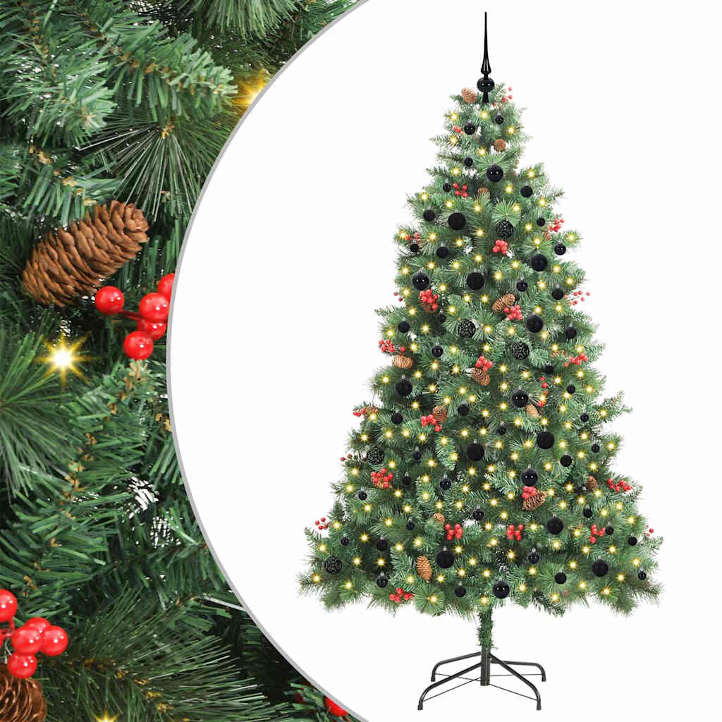 Kunstkerstboom Met Led -Striplichten Groen 240 Cm Pvc En Metaal