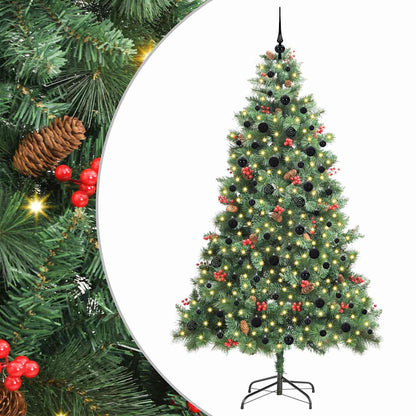 Kunstkerstboom Met Led -Striplichten Groen 240 Cm Pvc En Metaal