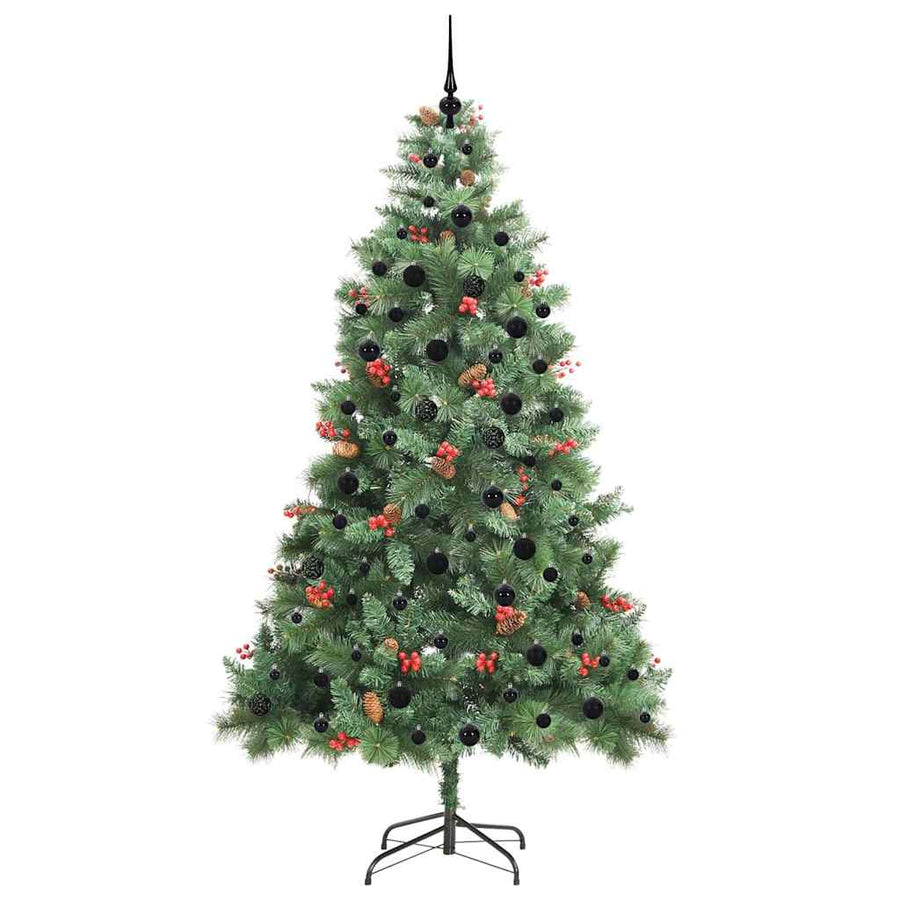 Kunstkerstboom Met Led -Striplichten Groen 240 Cm Pvc En Metaal
