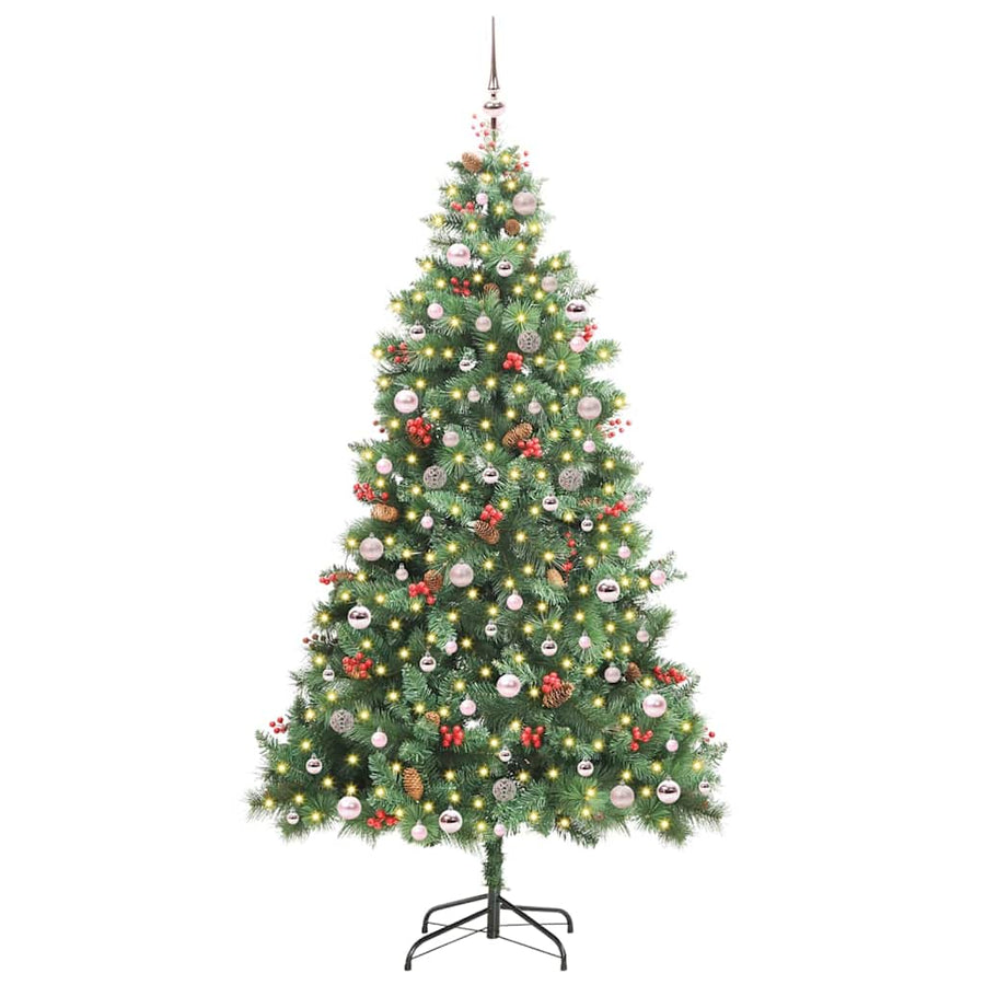 Kunstkerstboom Met Led -Striplichten Groen 240 Cm Pvc En Metaal