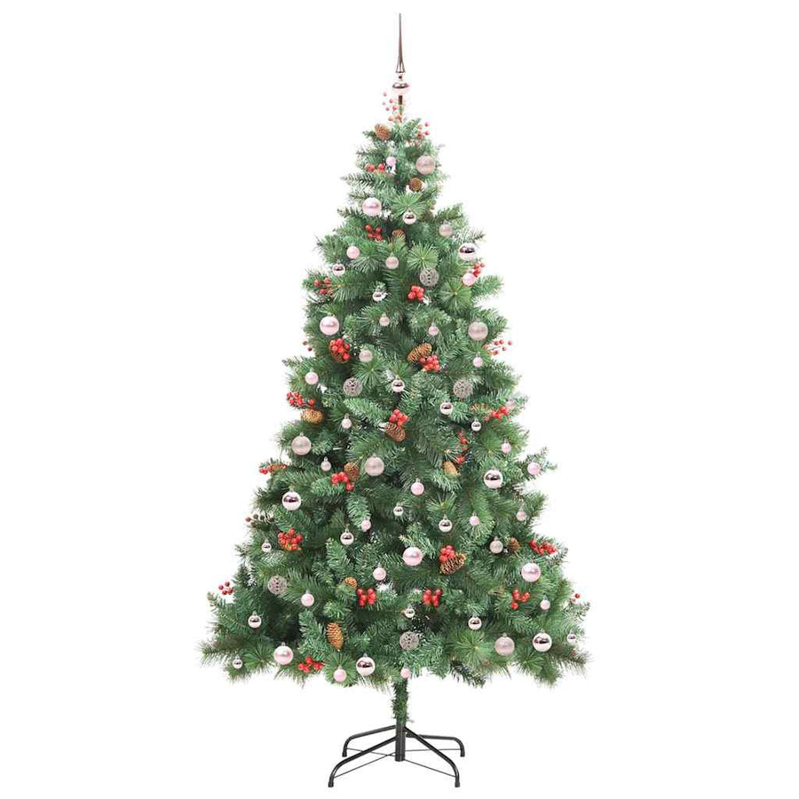 Kunstkerstboom Met Led -Striplichten Groen 240 Cm Pvc En Metaal