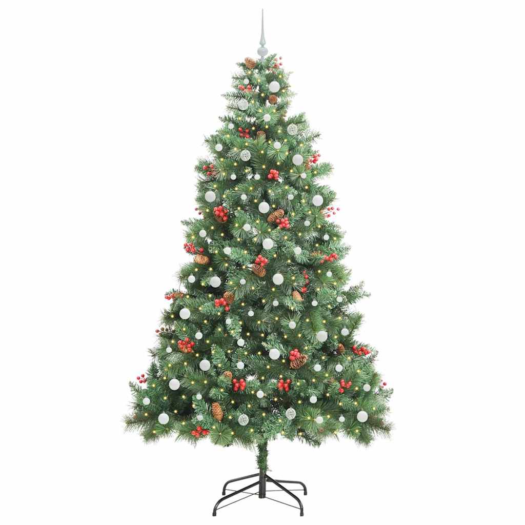 Kunstkerstboom Met Led -Striplichten Groen 240 Cm Pvc En Metaal