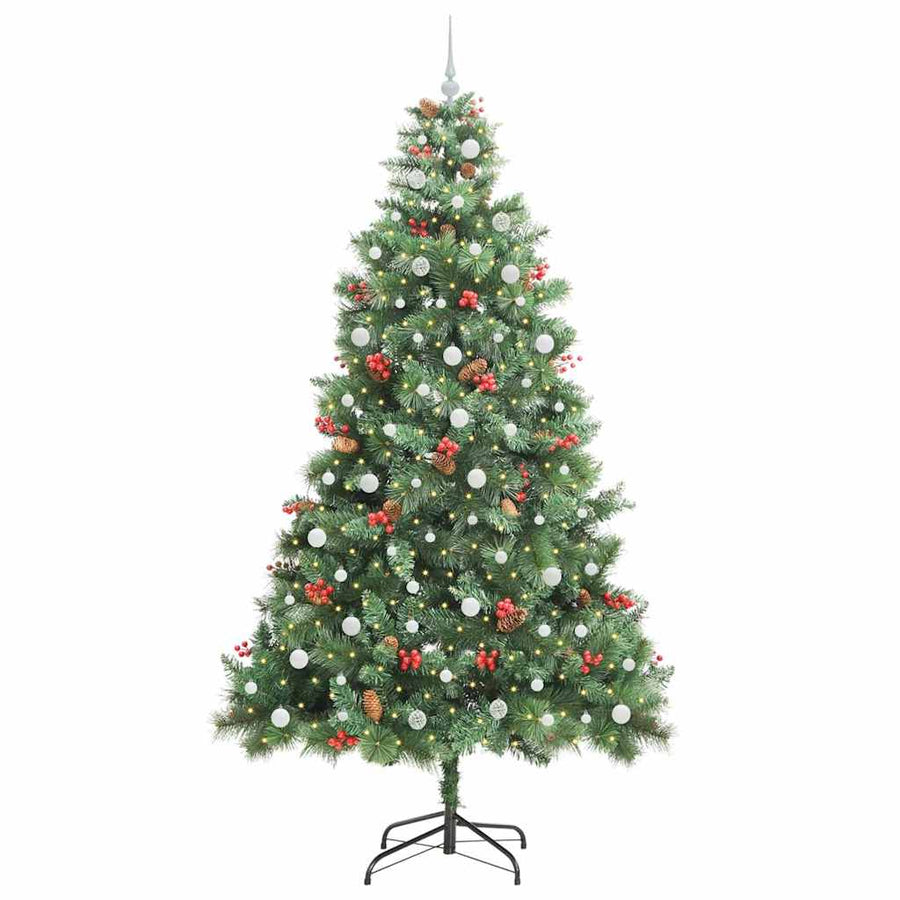 Kunstkerstboom Met Led -Striplichten Groen 240 Cm Pvc En Metaal