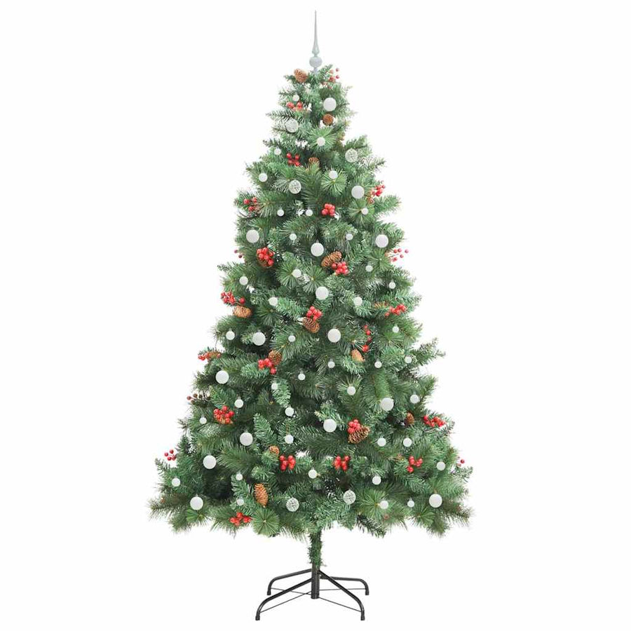 Kunstkerstboom Met Led -Striplichten Groen 240 Cm Pvc En Metaal