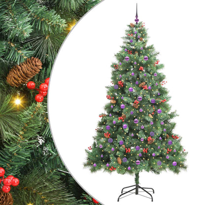 Kunstkerstboom Met Led -Striplichten Groen 240 Cm Pvc En Metaal