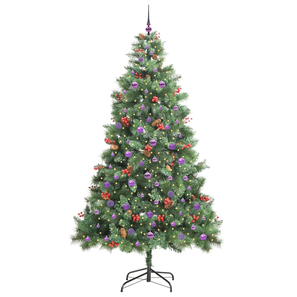 Kunstkerstboom Met Led -Striplichten Groen 240 Cm Pvc En Metaal