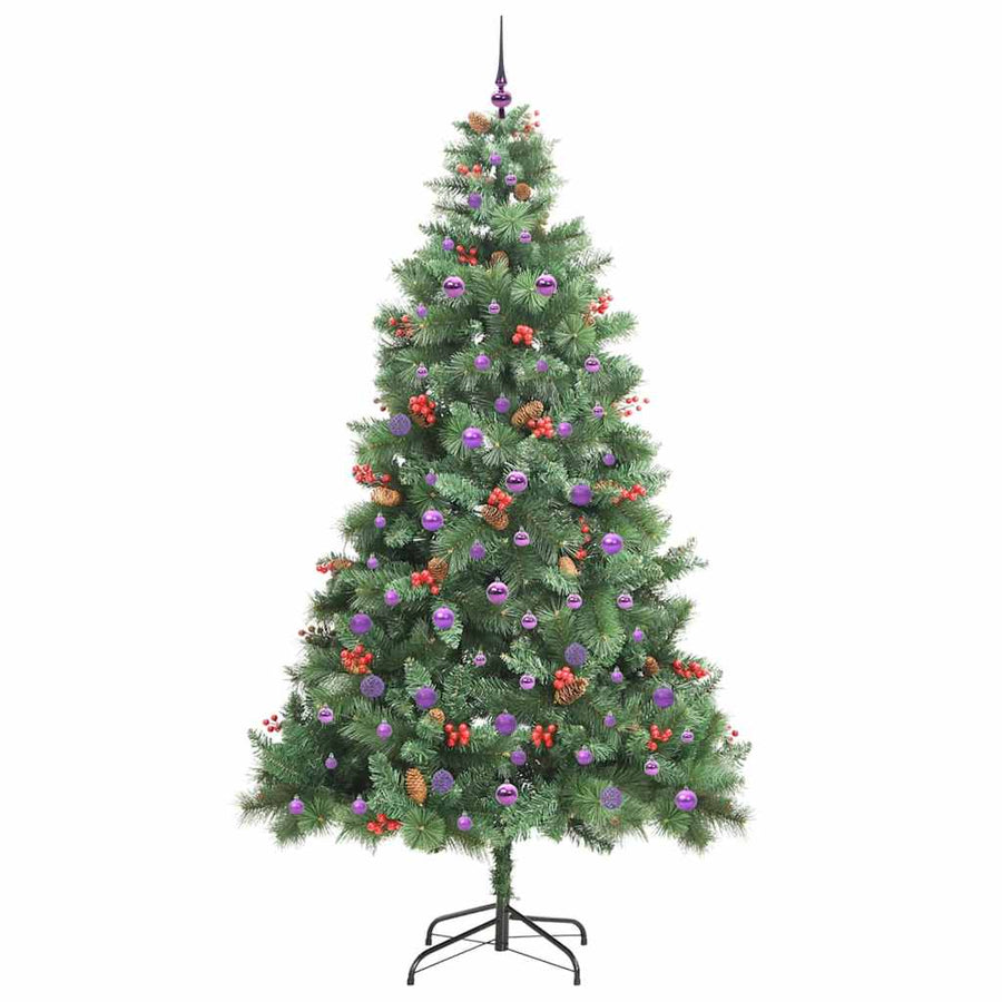 Kunstkerstboom Met Led -Striplichten Groen 240 Cm Pvc En Metaal