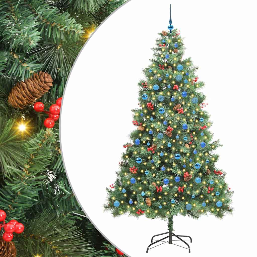 Kunstkerstboom Met Led -Striplichten Groen 240 Cm Pvc En Metaal