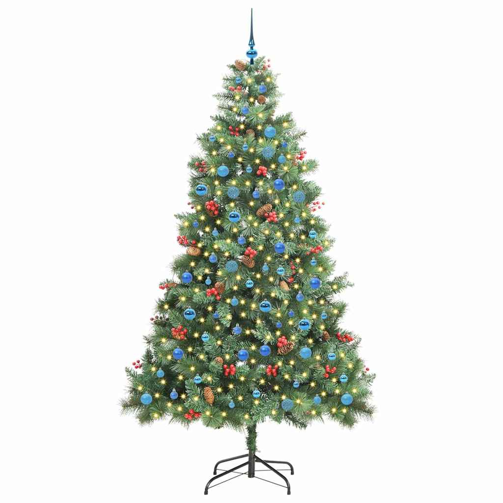 Kunstkerstboom Met Led -Striplichten Groen 240 Cm Pvc En Metaal