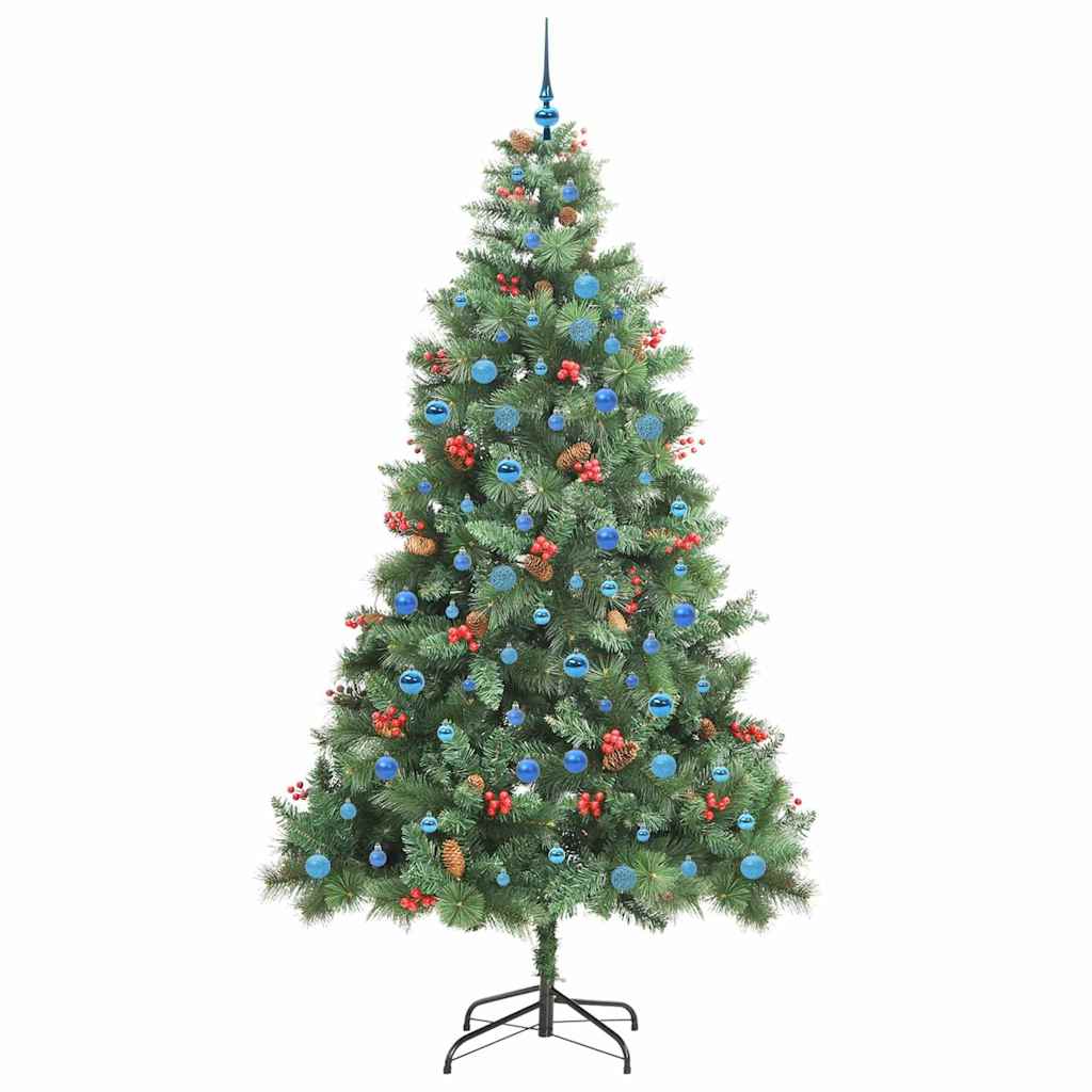 Kunstkerstboom Met Led -Striplichten Groen 240 Cm Pvc En Metaal