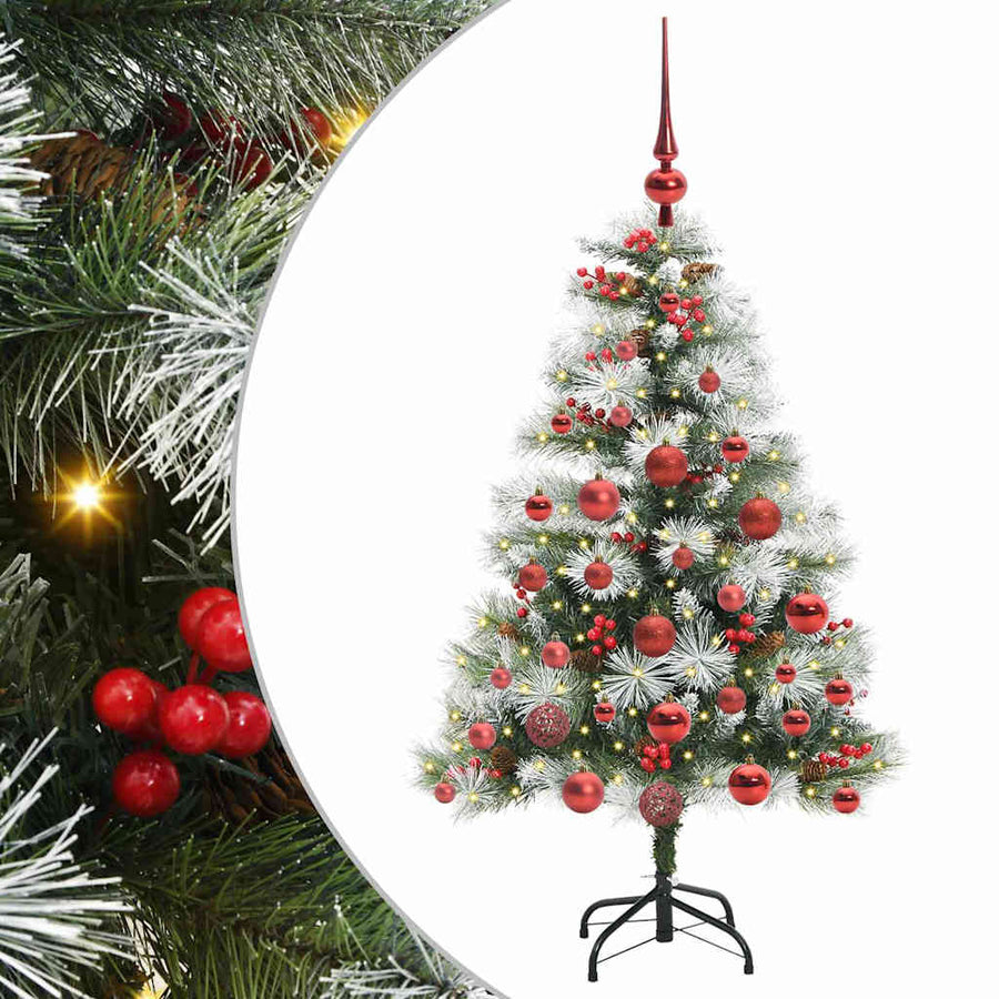 Kunstkerstboom Groen en wit 120 cm PVC en Metaal en Plastic