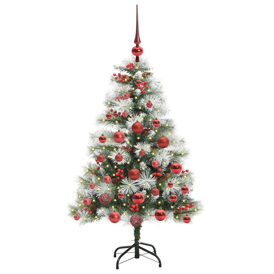 Kunstkerstboom Groen en wit 120 cm PVC en Metaal en Plastic