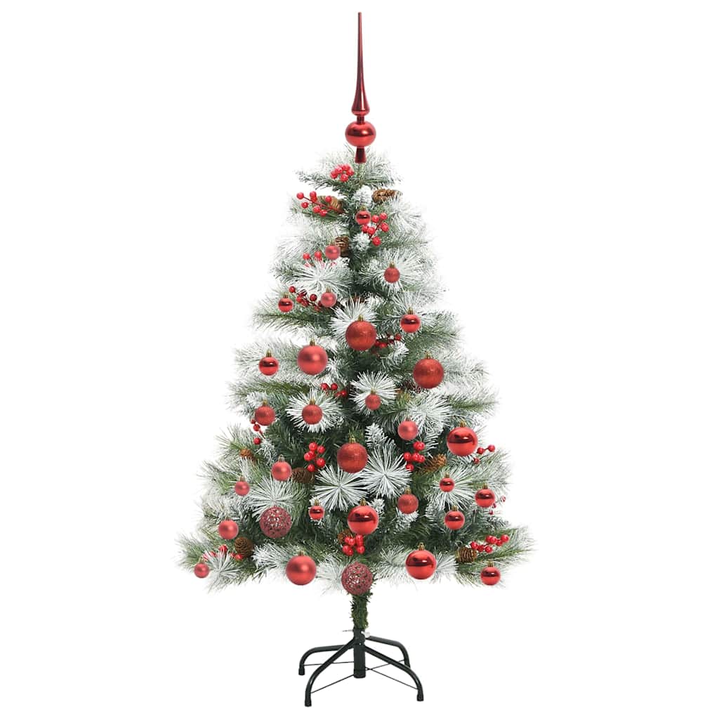 Kunstkerstboom Groen en wit 120 cm PVC en Metaal en Plastic