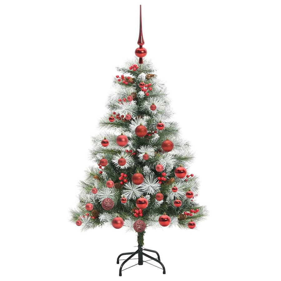 Kunstkerstboom Groen en wit 120 cm PVC en Metaal en Plastic
