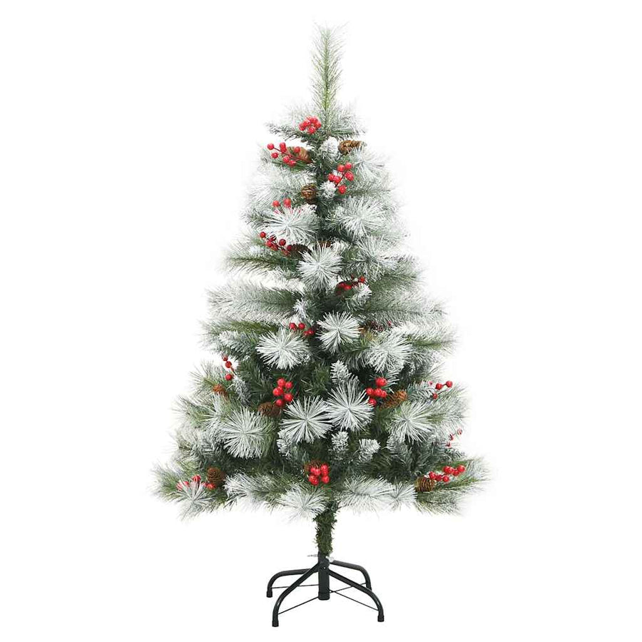 Kunstkerstboom Groen en wit 120 cm PVC en Metaal en Plastic