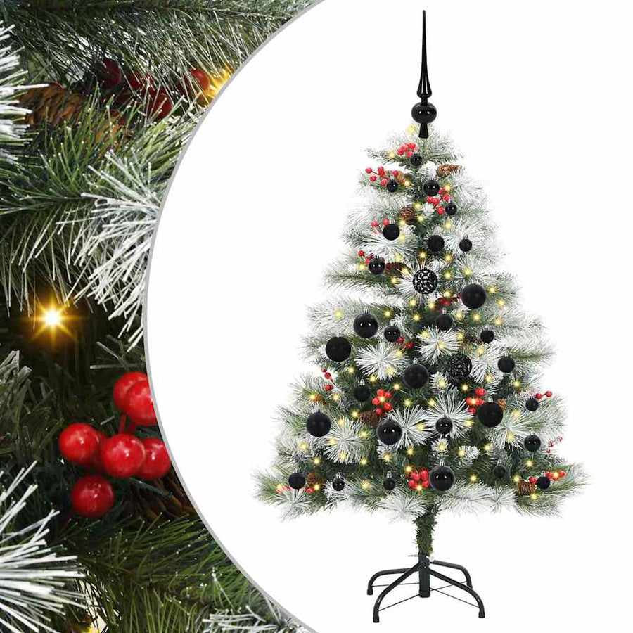 Kunstkerstboom Groen en wit 120 cm PVC en Metaal en Plastic