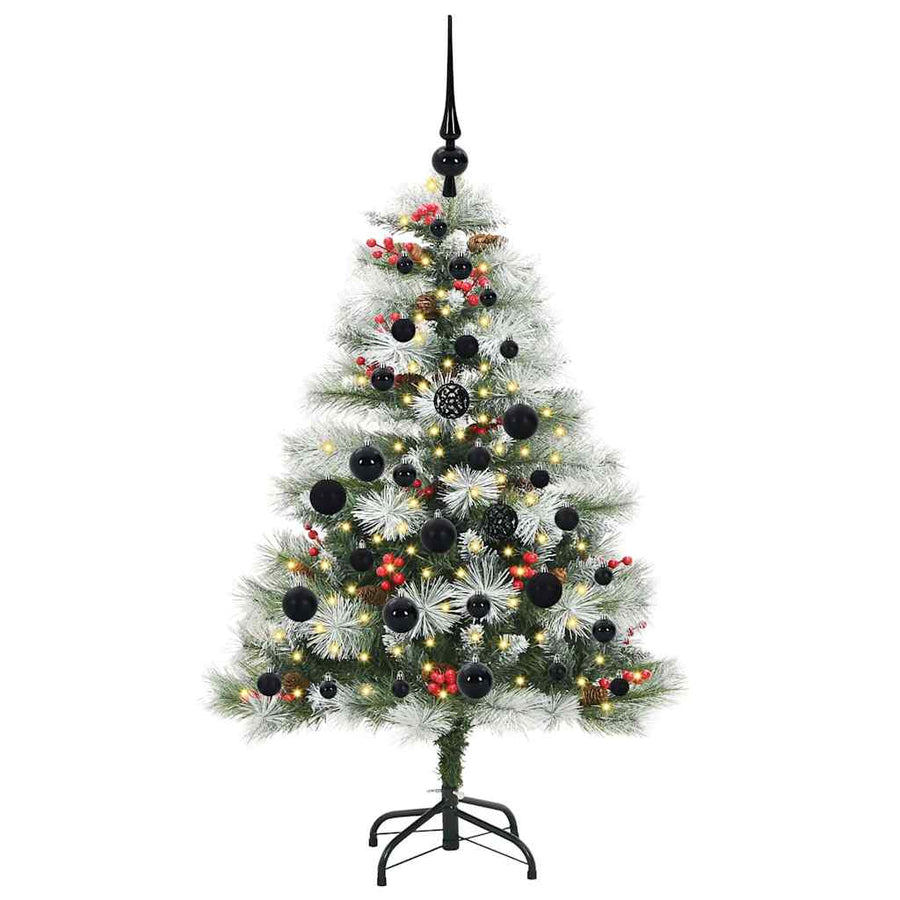 Kunstkerstboom Groen en wit 120 cm PVC en Metaal en Plastic