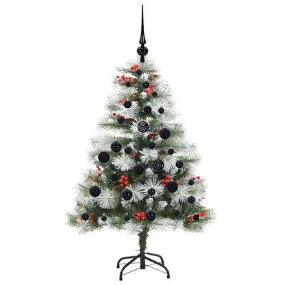 Kunstkerstboom Groen en wit 120 cm PVC en Metaal en Plastic