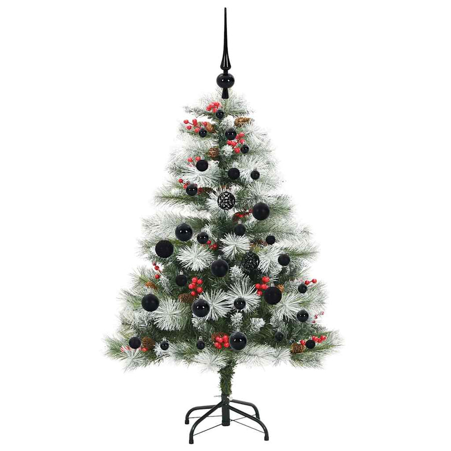 Kunstkerstboom Groen en wit 120 cm PVC en Metaal en Plastic
