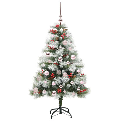 Kunstkerstboom Groen en wit 120 cm PVC en Metaal en Plastic