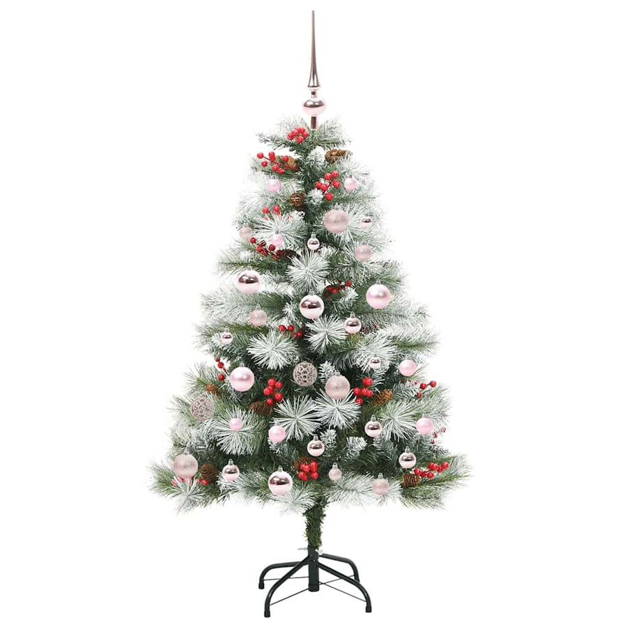 Kunstkerstboom Groen en wit 120 cm PVC en Metaal en Plastic