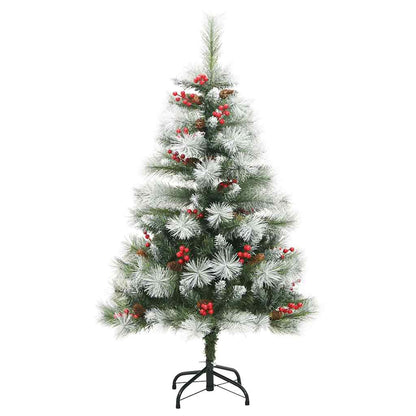 Kunstkerstboom Groen en wit 120 cm PVC en Metaal en Plastic