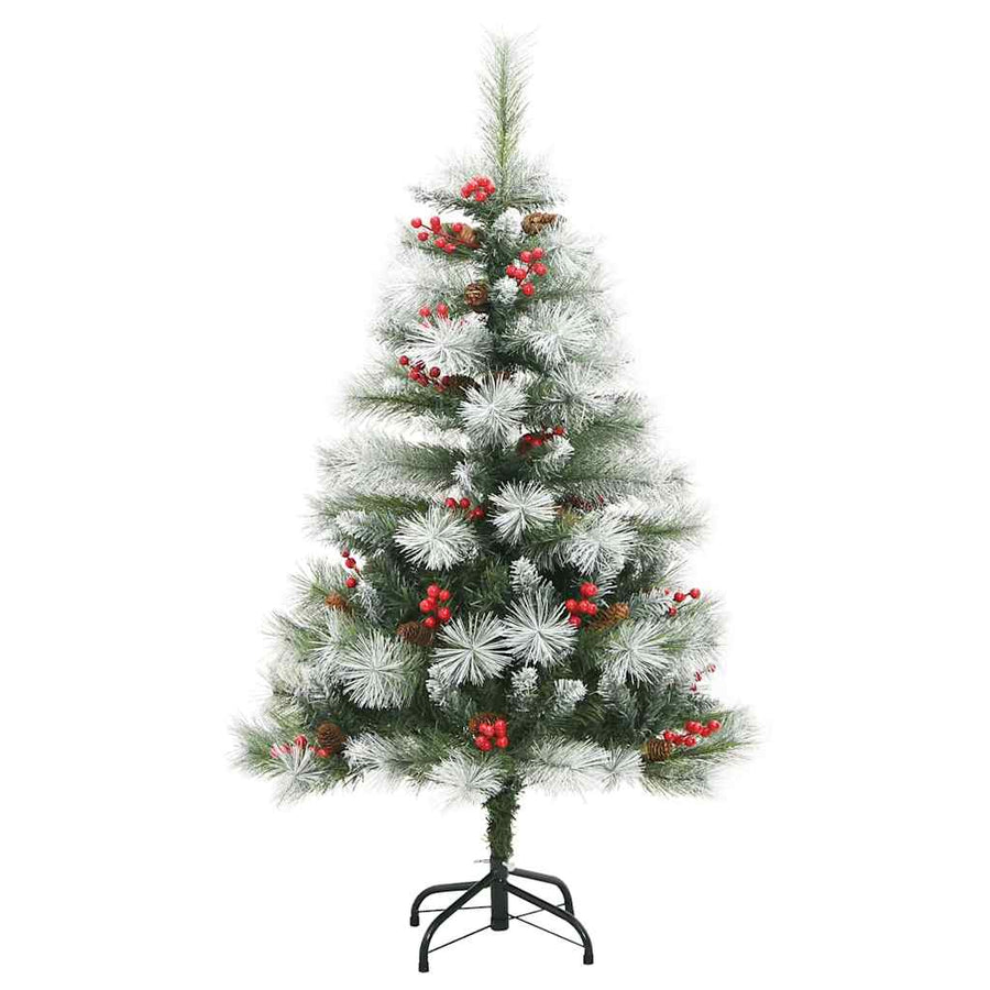 Kunstkerstboom Groen en wit 120 cm PVC en Metaal en Plastic