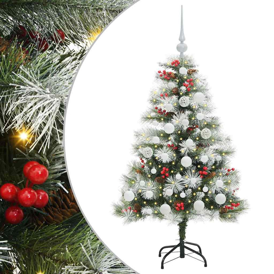 Kunstkerstboom Groen en wit 120 cm PVC en Metaal en Plastic