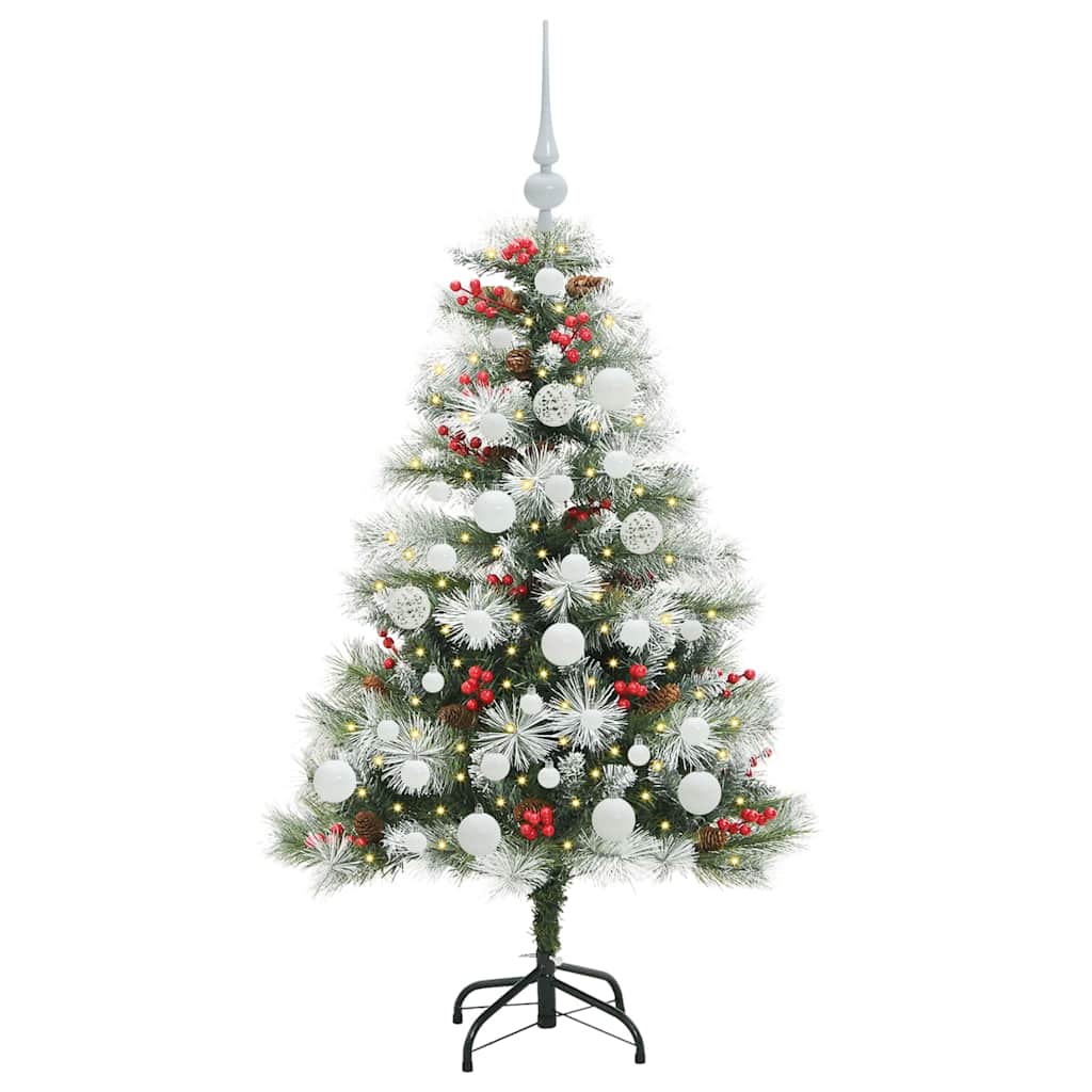 Kunstkerstboom Groen en wit 120 cm PVC en Metaal en Plastic