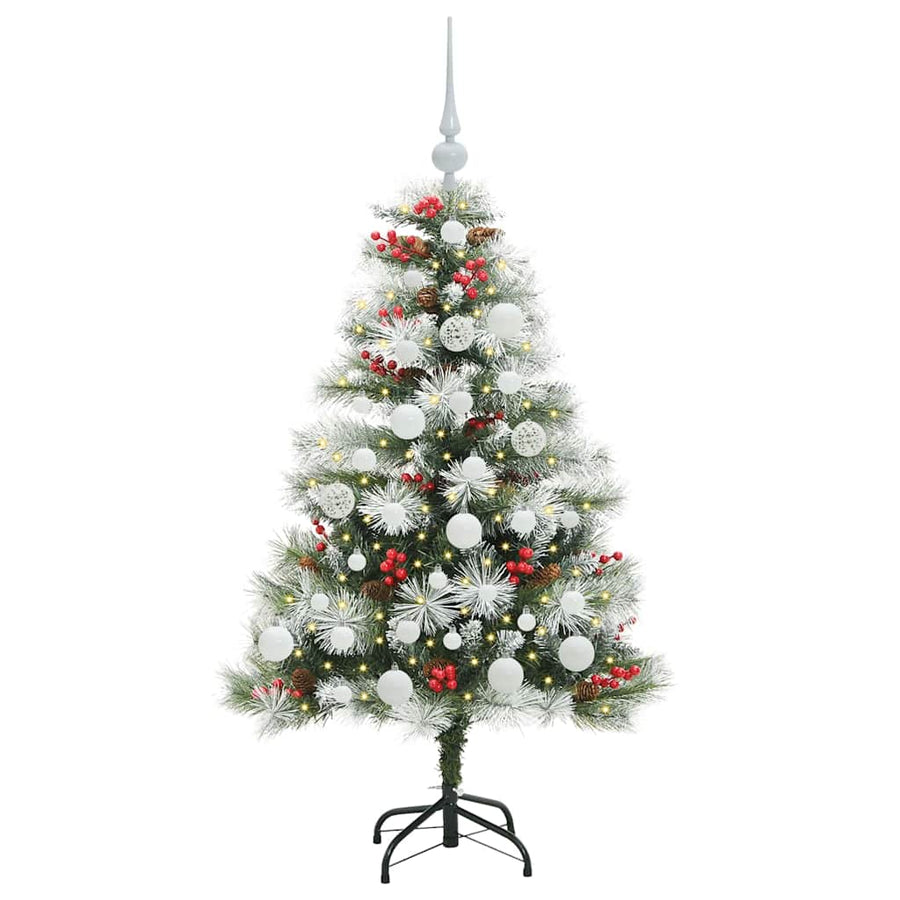 Kunstkerstboom Groen en wit 120 cm PVC en Metaal en Plastic