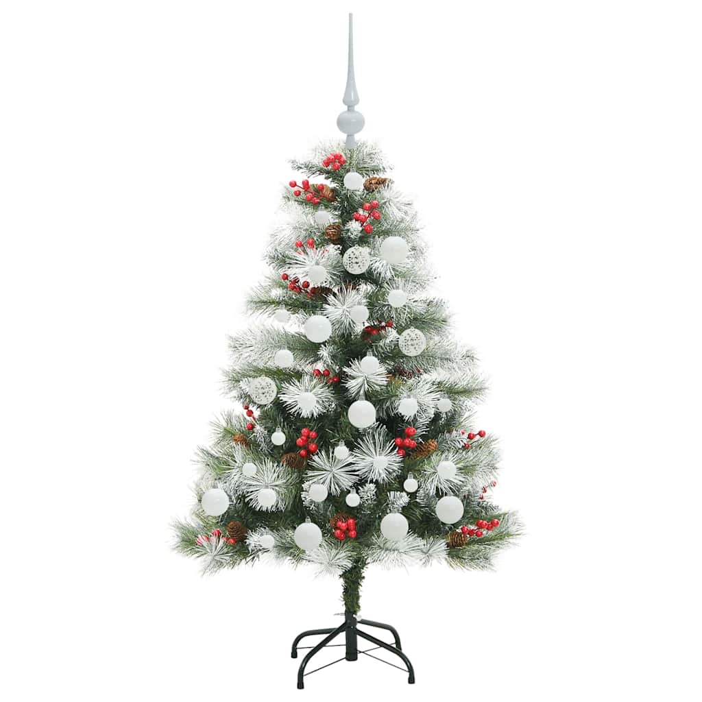 Kunstkerstboom Groen en wit 120 cm PVC en Metaal en Plastic