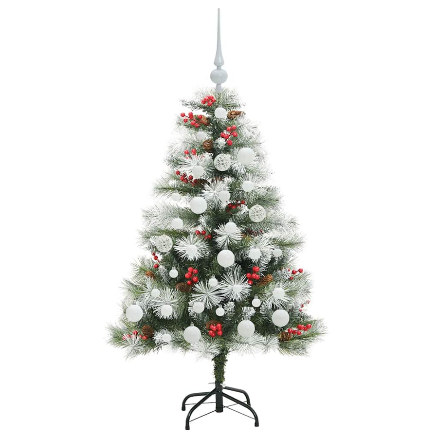 Kunstkerstboom Groen en wit 120 cm PVC en Metaal en Plastic