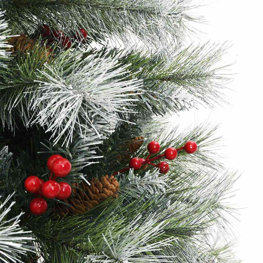 Kunstkerstboom Groen en wit 120 cm PVC en Metaal en Plastic