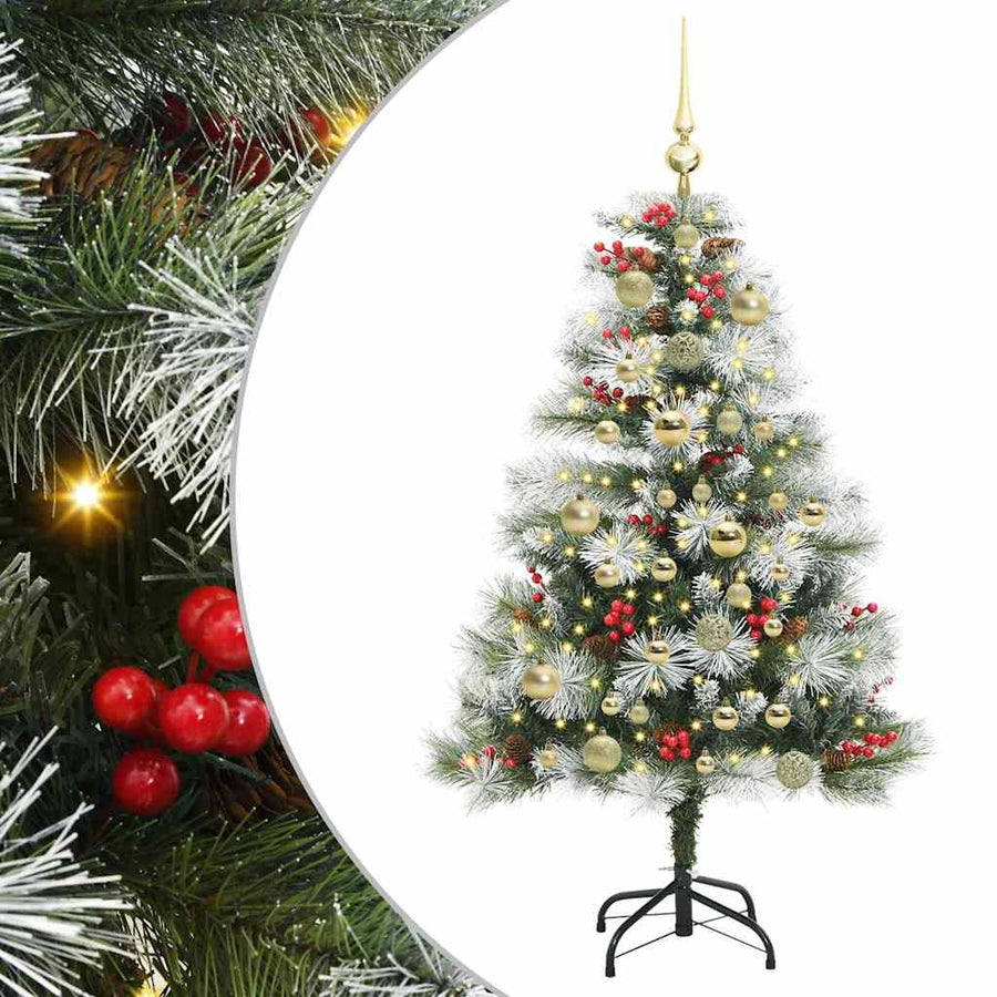 Kunstkerstboom Groen en wit 120 cm PVC en Metaal en Plastic