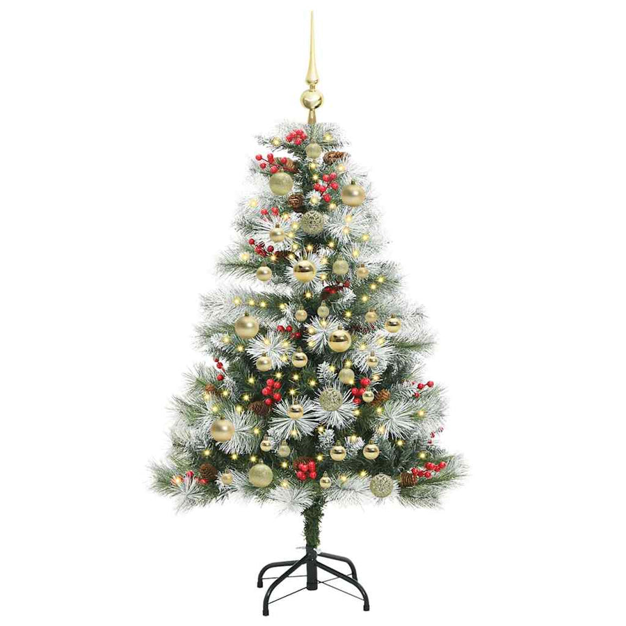 Kunstkerstboom Groen en wit 120 cm PVC en Metaal en Plastic