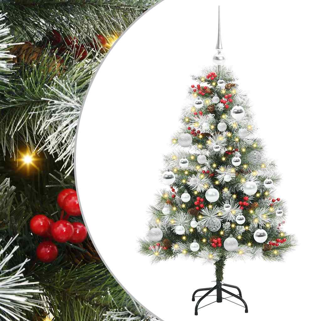Kunstkerstboom Groen en wit 120 cm PVC en Metaal en Plastic