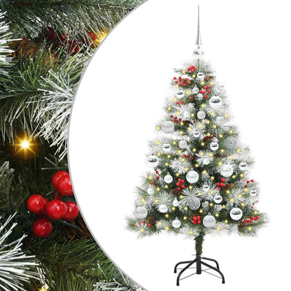 Kunstkerstboom Groen en wit 120 cm PVC en Metaal en Plastic