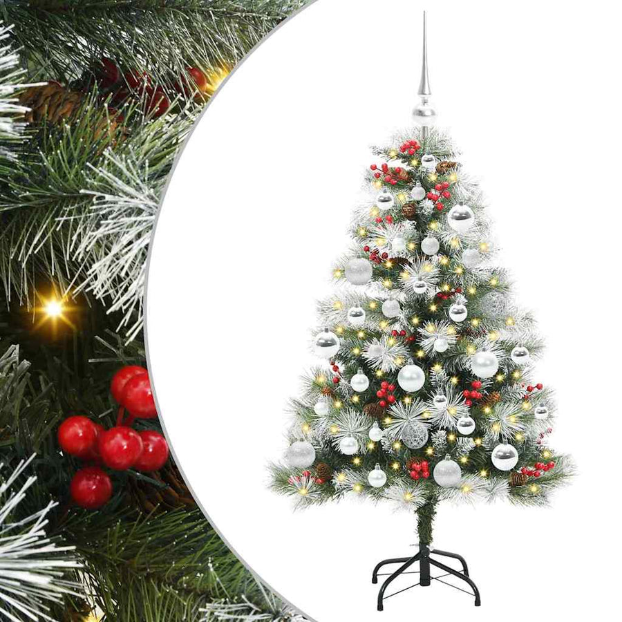 Kunstkerstboom Groen en wit 120 cm PVC en Metaal en Plastic