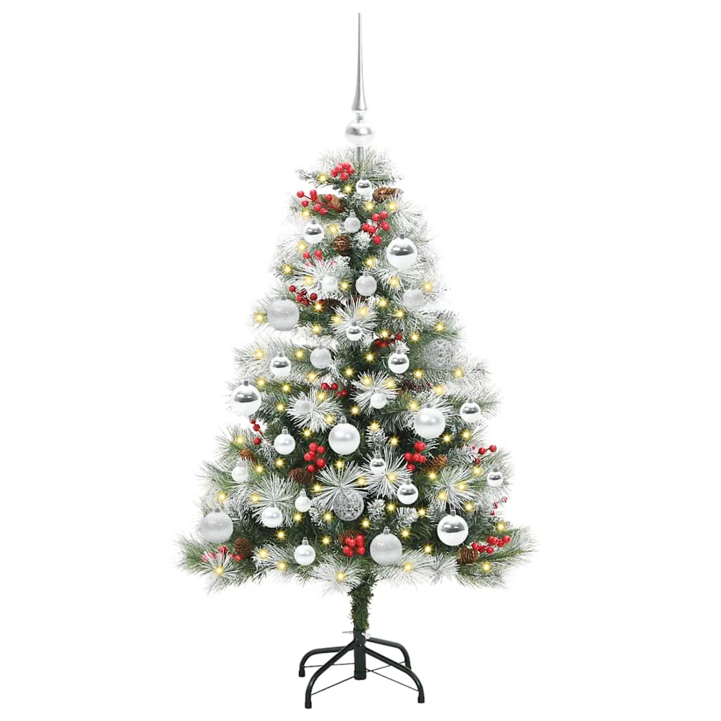 Kunstkerstboom Groen en wit 120 cm PVC en Metaal en Plastic