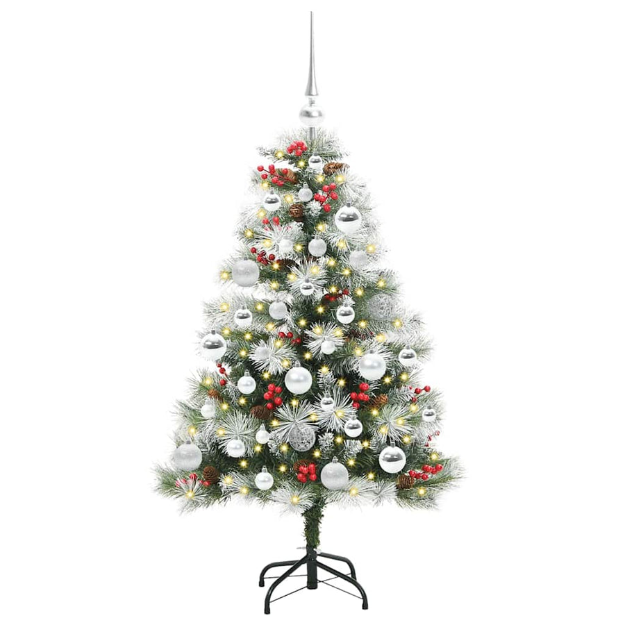 Kunstkerstboom Groen en wit 120 cm PVC en Metaal en Plastic