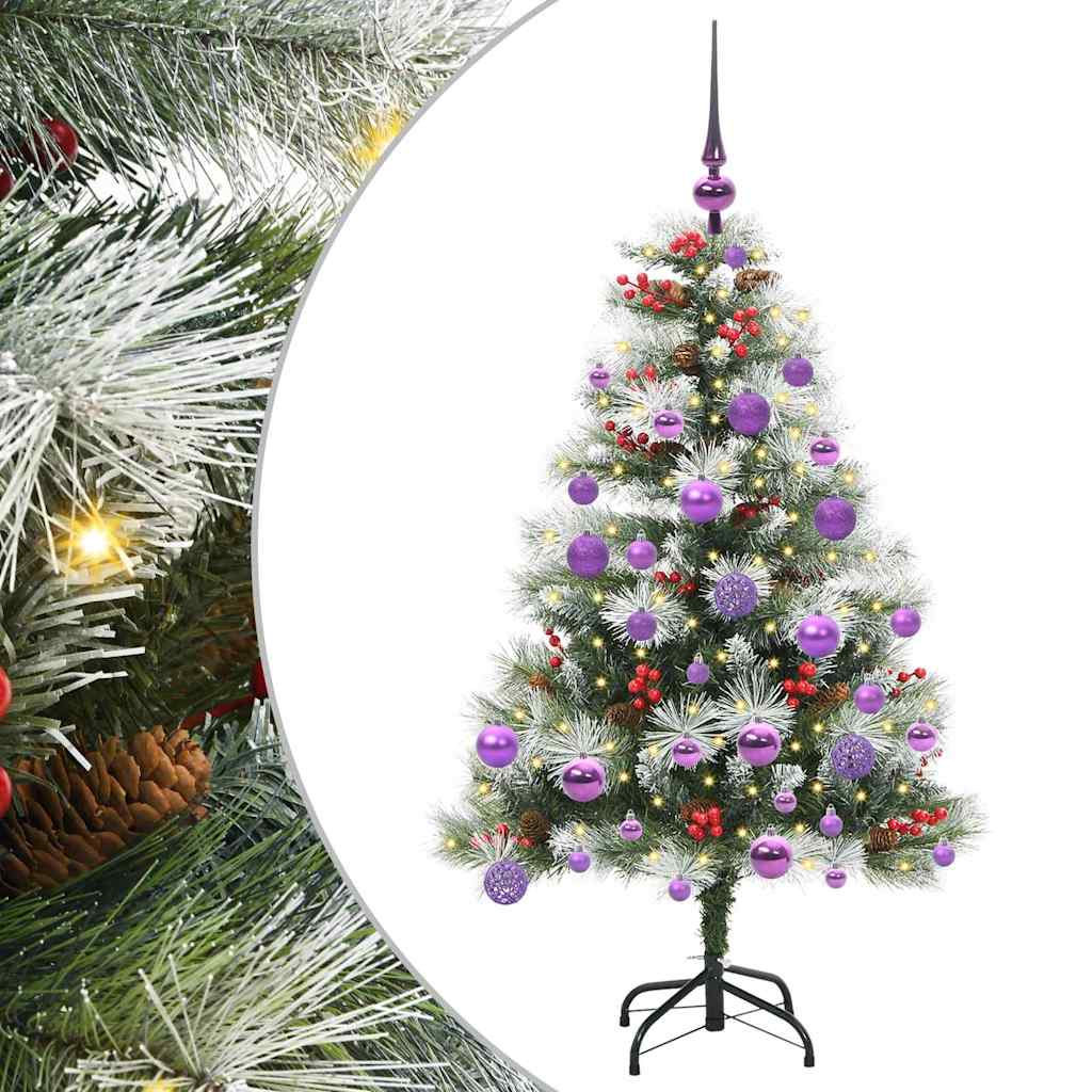 Kunstkerstboom Groen en wit 120 cm PVC en Metaal en Plastic