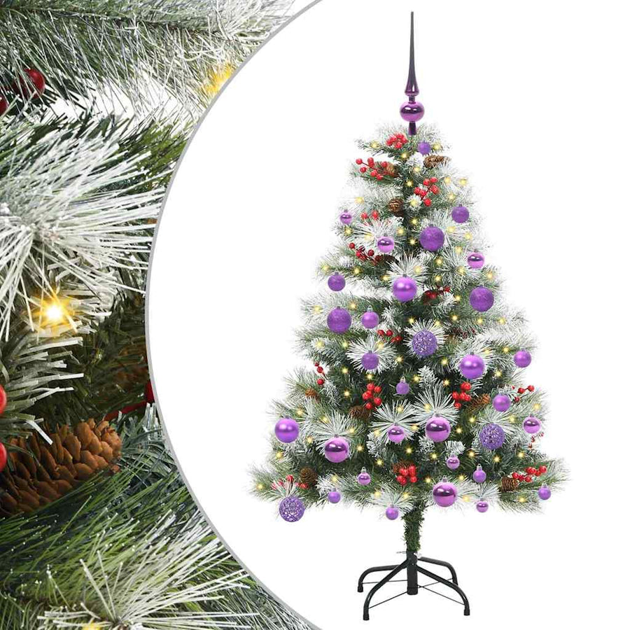 Kunstkerstboom Groen en wit 120 cm PVC en Metaal en Plastic