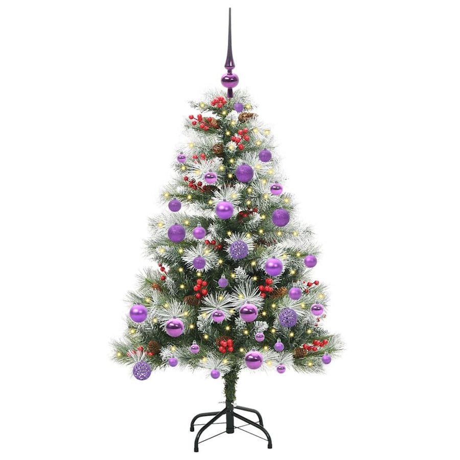 Kunstkerstboom Groen en wit 120 cm PVC en Metaal en Plastic