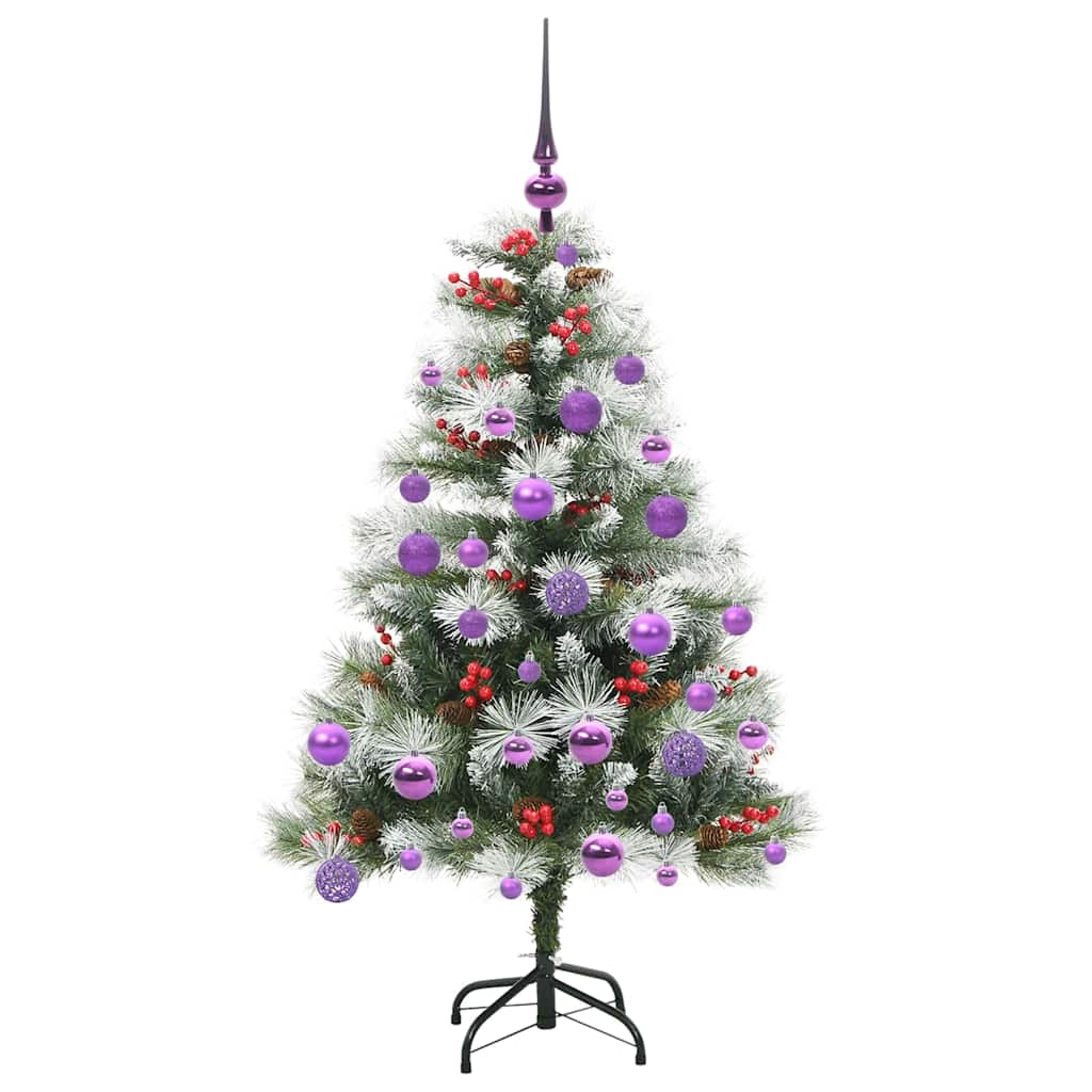 Kunstkerstboom Groen en wit 120 cm PVC en Metaal en Plastic