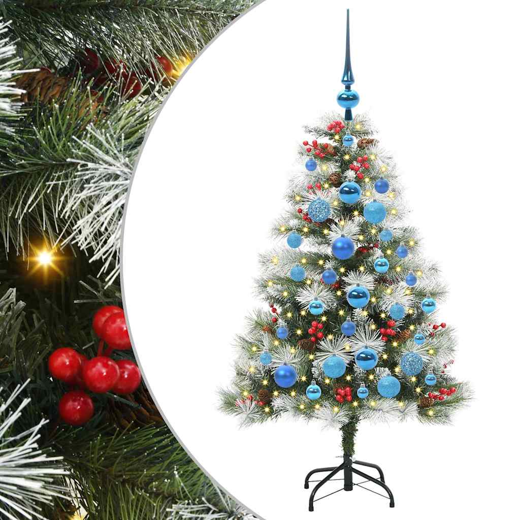 Kunstkerstboom Groen en wit 120 cm PVC en Metaal en Plastic