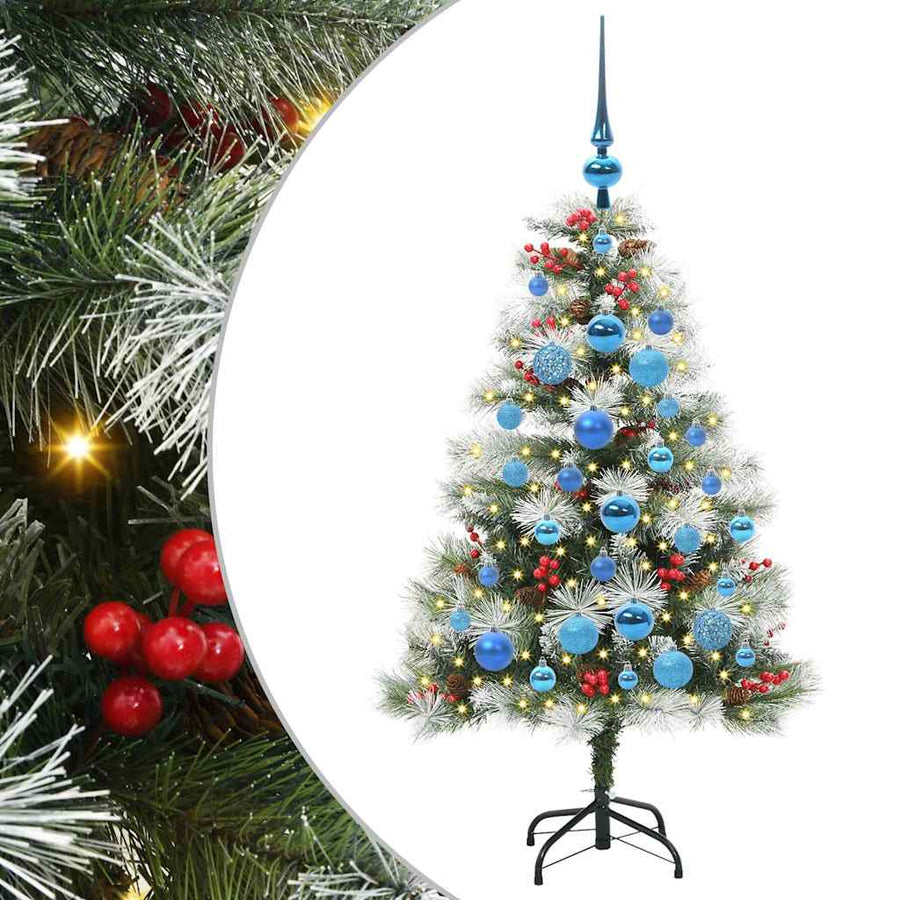 Kunstkerstboom Groen en wit 120 cm PVC en Metaal en Plastic